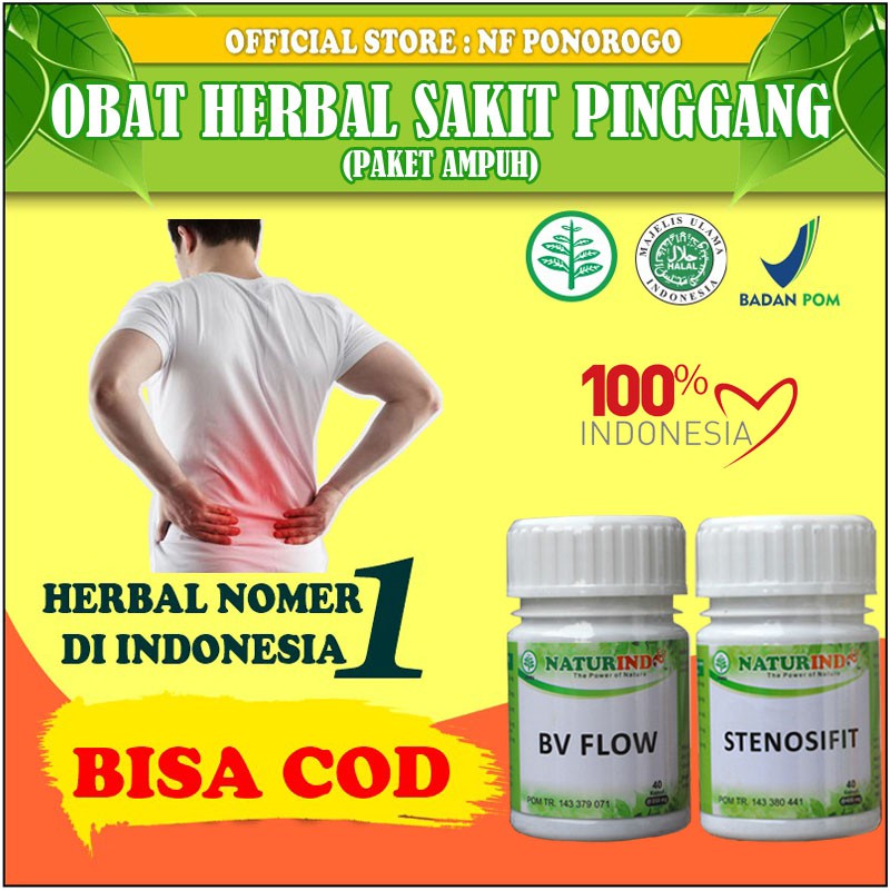 Obat Herbal Sakit Pinggang Belakang Saraf Kejepit Syaraf Sarap Kejepit Encok Pegal Linu  Pinggang Pinggul Dan Bokong Sebelah Kanan Kiri Kaki  Herbal Terbukti Paling Ampuh Tanpa Efek Samping Bpom Mui Naturindo Ori Original-PAKET SPONDILITIS