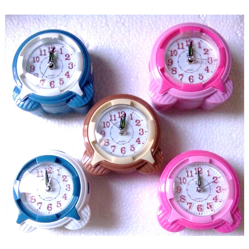 Jam Beker Weker Alarm Clock Dual Mode Melody Bell Minimalis Design Warna Khaki 11cm Free Baterai