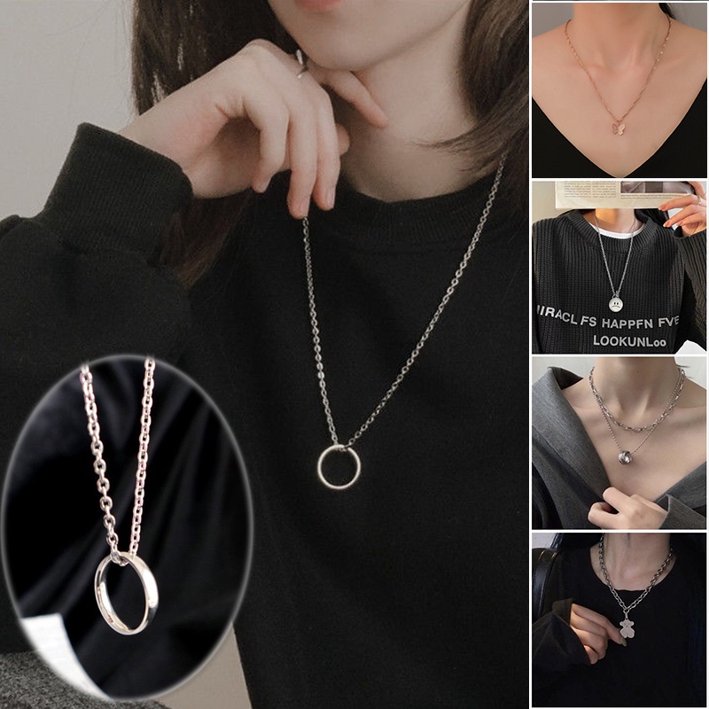 Kalung Rantai Choker Bahan Metal Warna Emas Gaya Korea Untuk Wanita