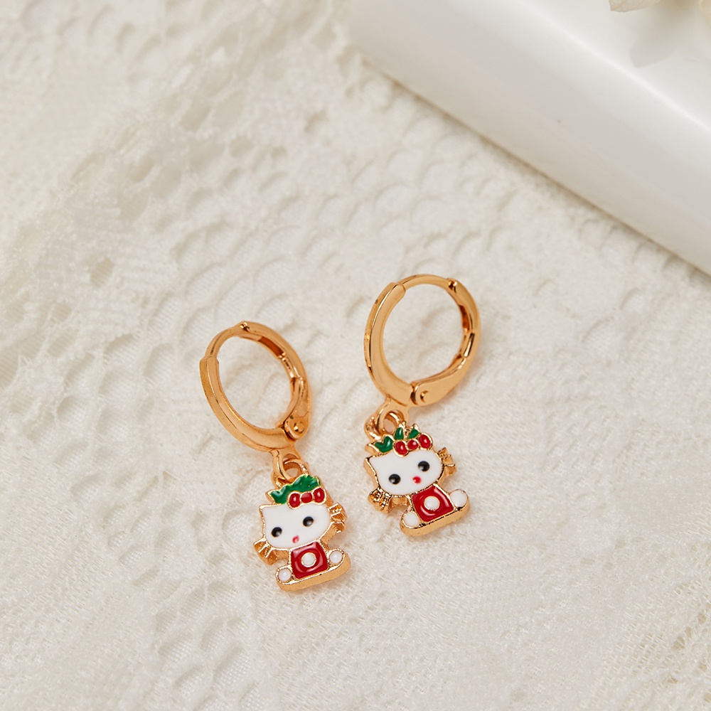 Y389 Anting Anak Titanium Hello Kitty Anting Anak Lapis Emas 24k Perhiasan Anak Perempuan Anting