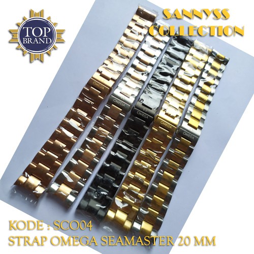 STRAP TALI JAM OMEGA SEAMASTER 20 MM STAINLESS HITAM - GOLD - KOMBINASI