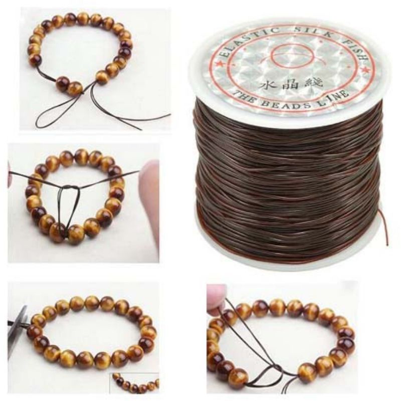tali benang karet elastis korea 60meter super kuat/karet untuk gelang kalung dll
