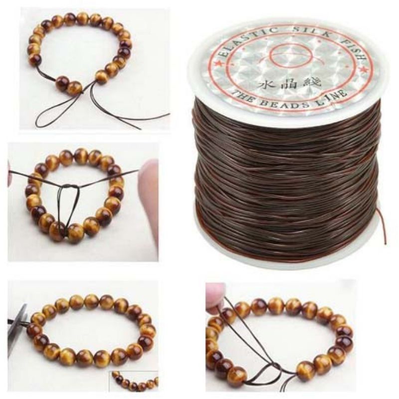 tali benang karet elastis korea 60meter super kuat/karet untuk gelang kalung dll