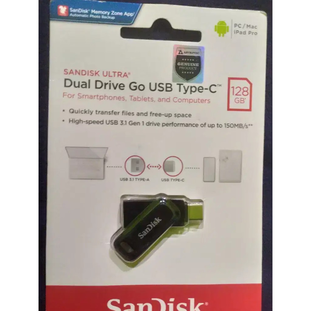 Sandisk Dual Drive GO 128GB USB 3.1 Type C Flash Drive Original 100%