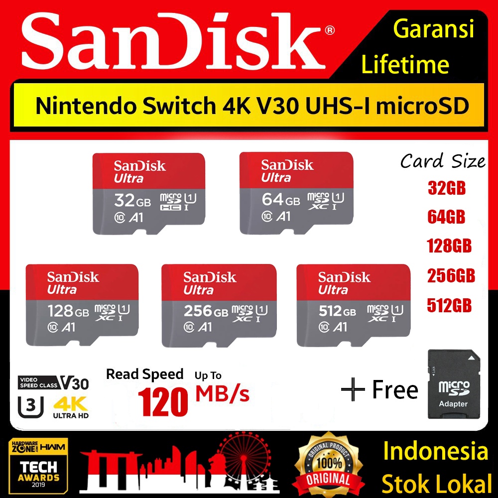 【100% ORI】 Memory Card 16/32/64/128/256/512GB 100Mbps CLASS 10 MicroSD Kartu Garansi Lifetime