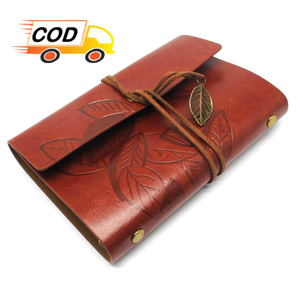 

Buku Binder Catatan Agenda Harian Kertas B7 Cover Kulit Desain Retro dengan Tali Hiasan Daun Leaf Notebook Unik Klasik Elegan untuk Kantor Sekolah Kuliah