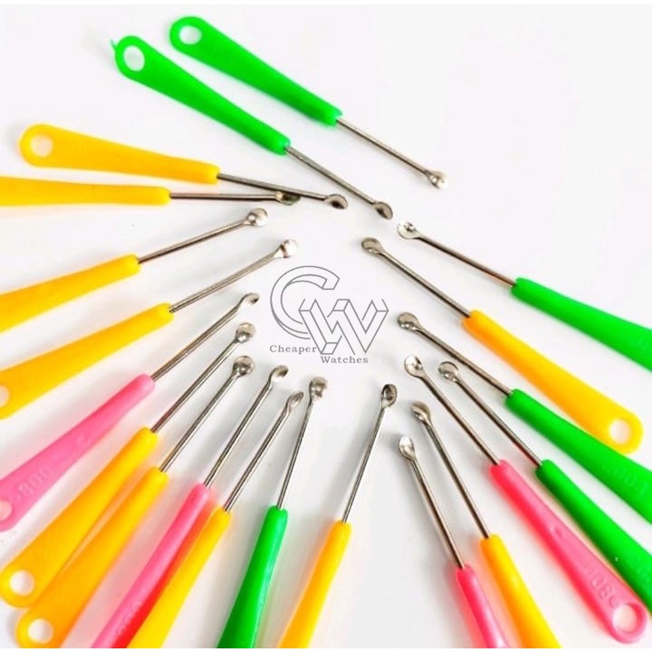 Cheaper-Korek Kuping Gagang Plastik 50 PCS Alat Pembersih Telinga Pinset Kuping