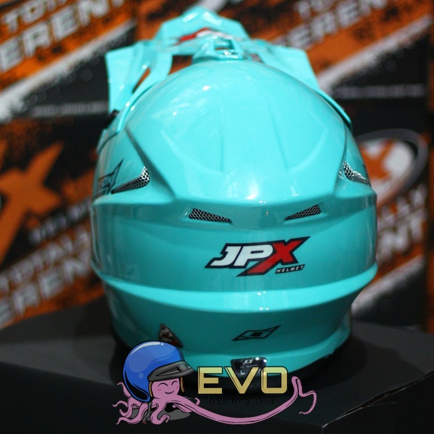 HELM JPX CROSS_SOLID - TOSCA BLUE GLOSS / BLACK + GOOGLE SNAIL (ONGKIR 2 KG) HELM JPX TERBARU