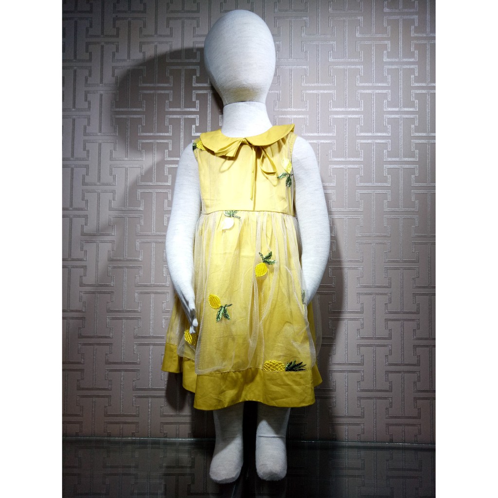 Dress anak perempuan size 1-4 tahun warna kuning murstard