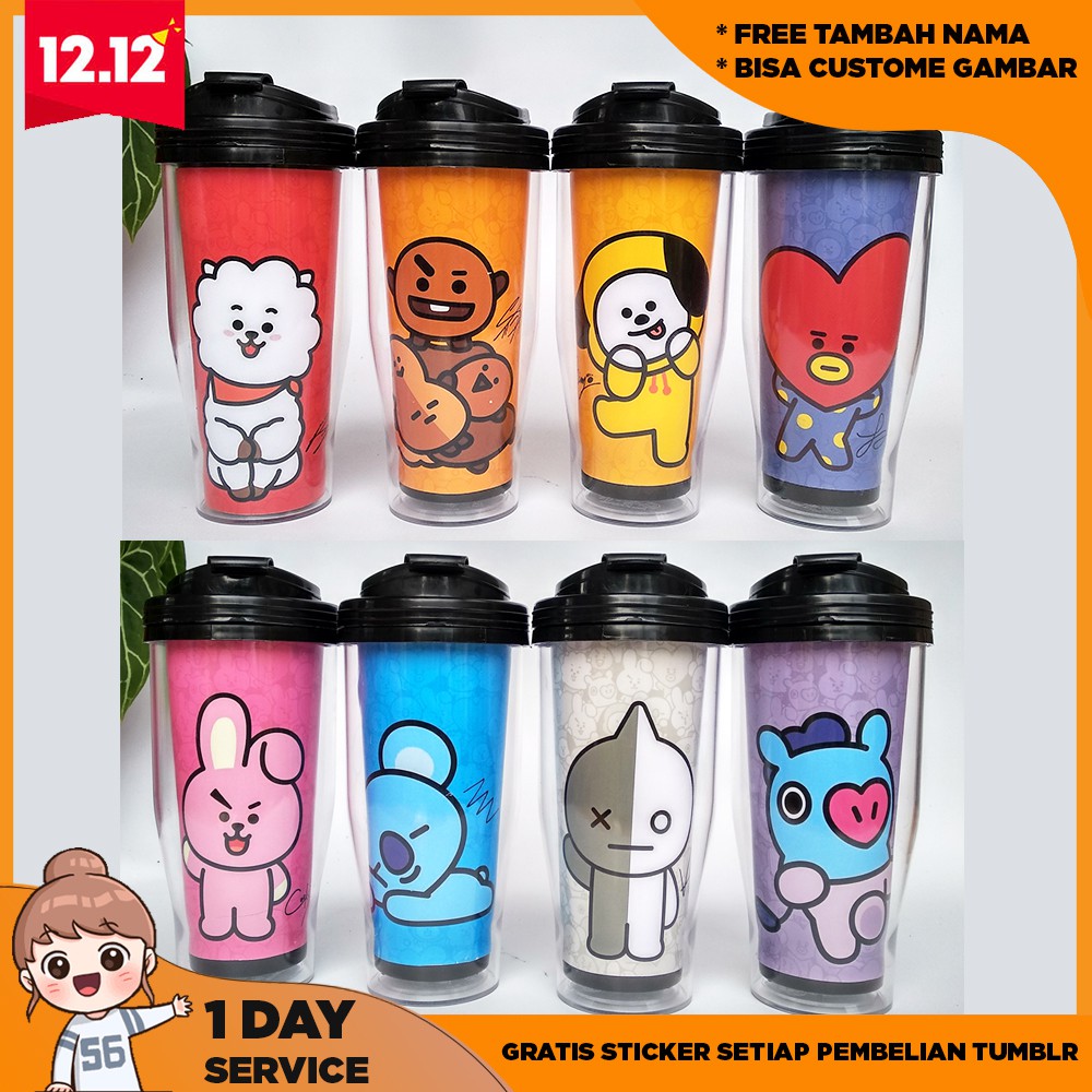 Botol Minum BT21 Merchandise KPOP Souvenir Botol Minum Plastik BTS Tumblr BT21 (Unofficial)