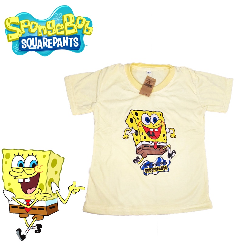 Kaos Anak/ Kaos Baju Spongebob usia 12 3 4 5 6 7 8 9 10 11 12 tahun