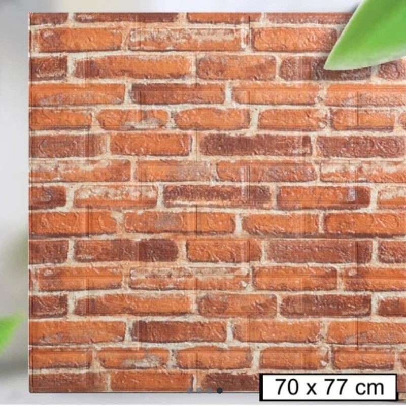 wallpaper foam premium motif bata orange vintage permukaan timbul