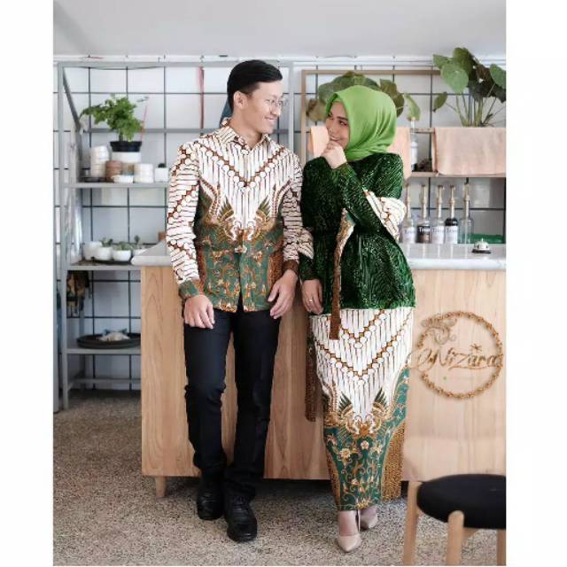 NIZARA [REALPICT] - COUPLE BATIK KATUN MIX TILE HIJAU BOTOL