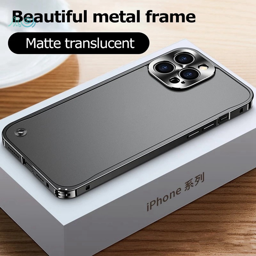 Case Pelindung Lensa Bahan Metal Aluminum Matte Translucent Untuk iPhone 12 13 Pro Max Mini 11 Pro Max