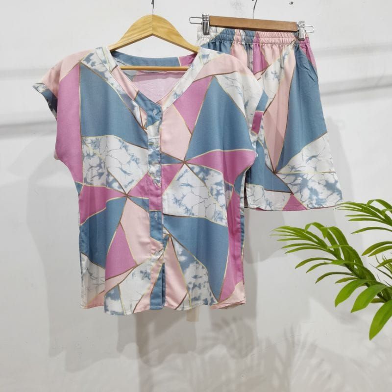 PIYAMA KANCING PENDEK HITS PIYAMA KANCING BUSUI | PIYAMA RAYON | HOMEWEAR-NK PD HH