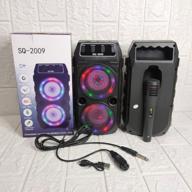 Speaker Bluetooth SQRS-2009 LED Plus Mic Karoke