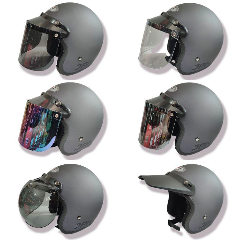 HELM  CLASIC JPN ORIGINAL WARNA ABU GUNMET DOF