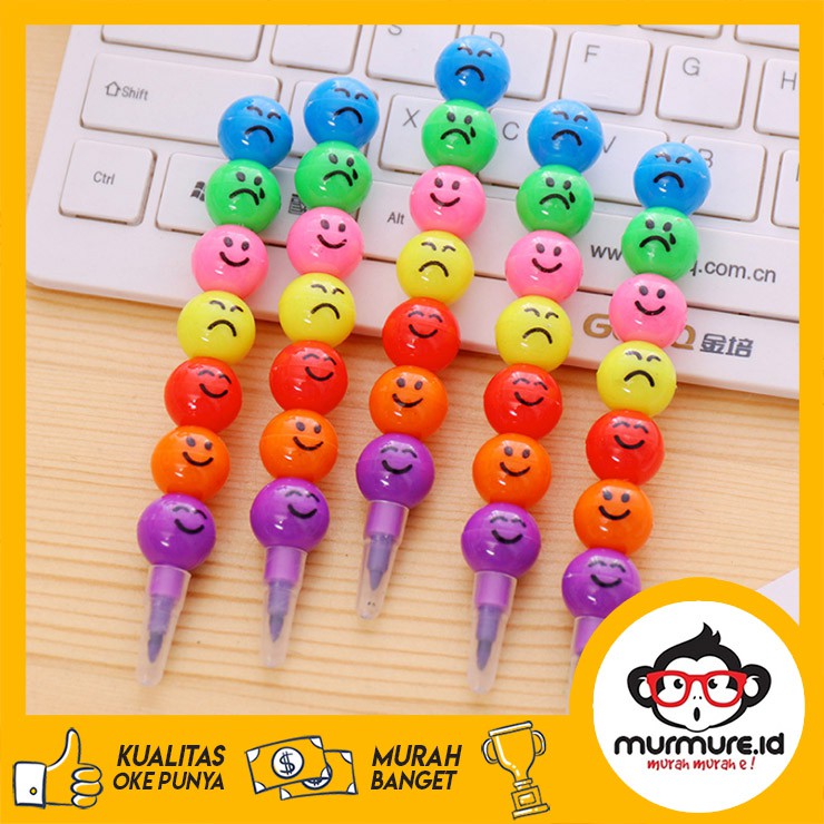 

MURMURE.ID | PENSIL WARNA EMOJI PINSIL SMILE EMOTICON 7 COLORS PENCIL PN004