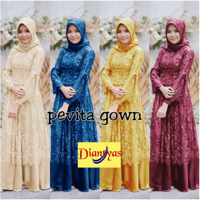 Pevita gown kebaya dress maxi broklat, kondangan terbaru kekinian