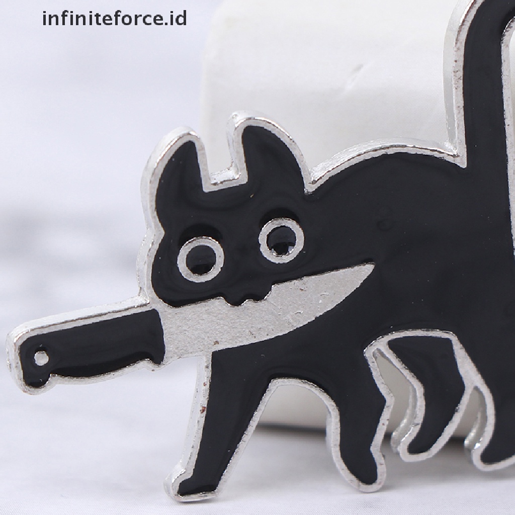 Bros Pin Enamel Bentuk Kartun Kucing Hitam Untuk Kerah Kemeja