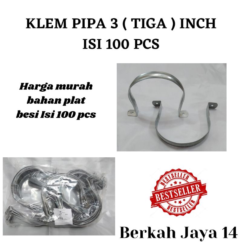 KLEM BESI PLAT PIPA UKURAN 3 INCH HARGA MURAH BARANG BERKUALITAS ISI 100 BIJI PER PACK TERLARIS