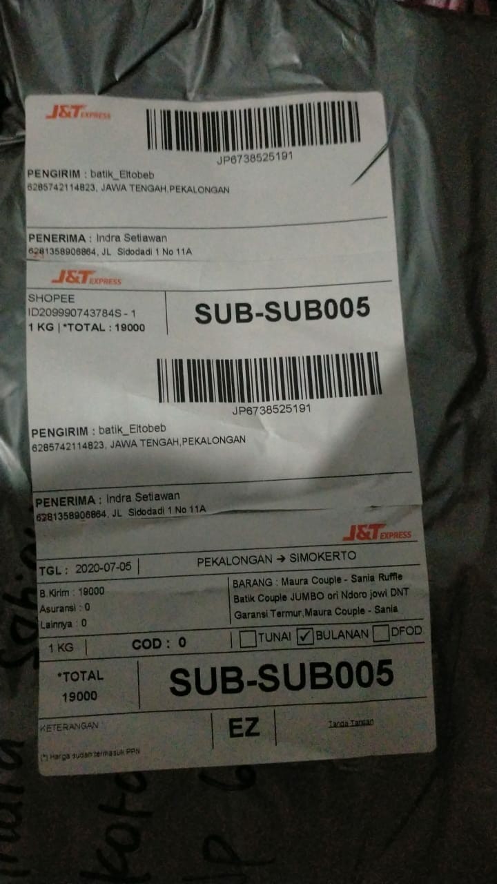 Maura Couple - Sania Ruffle Batik Couple Jumbo Ori Ndoro Jowi Dnt Garansi Termurah