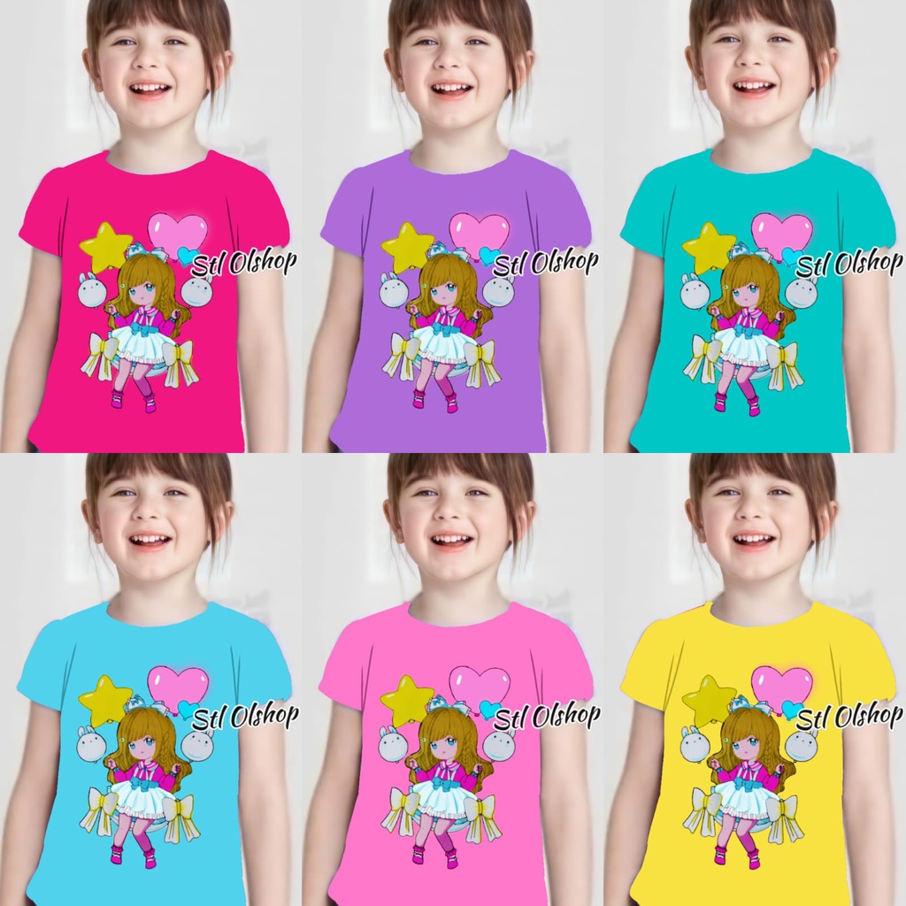 Kaos atasan ayunan balon anak perempuan murah 1-10 Tahun