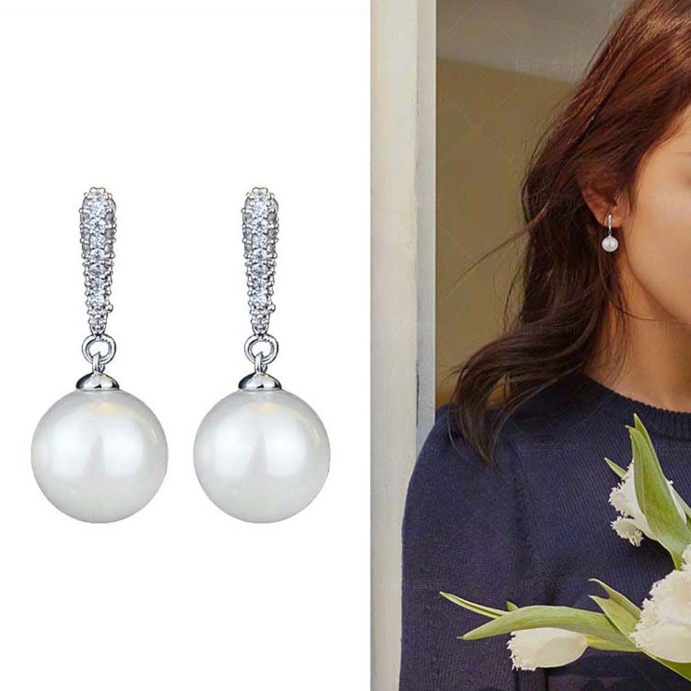 Needway  Lady Ear Studs Women Fashion Drop Earrings Trendy S925 Silver Elegant Sweet Gifts Shell Pearl Jewelry/Multicolor