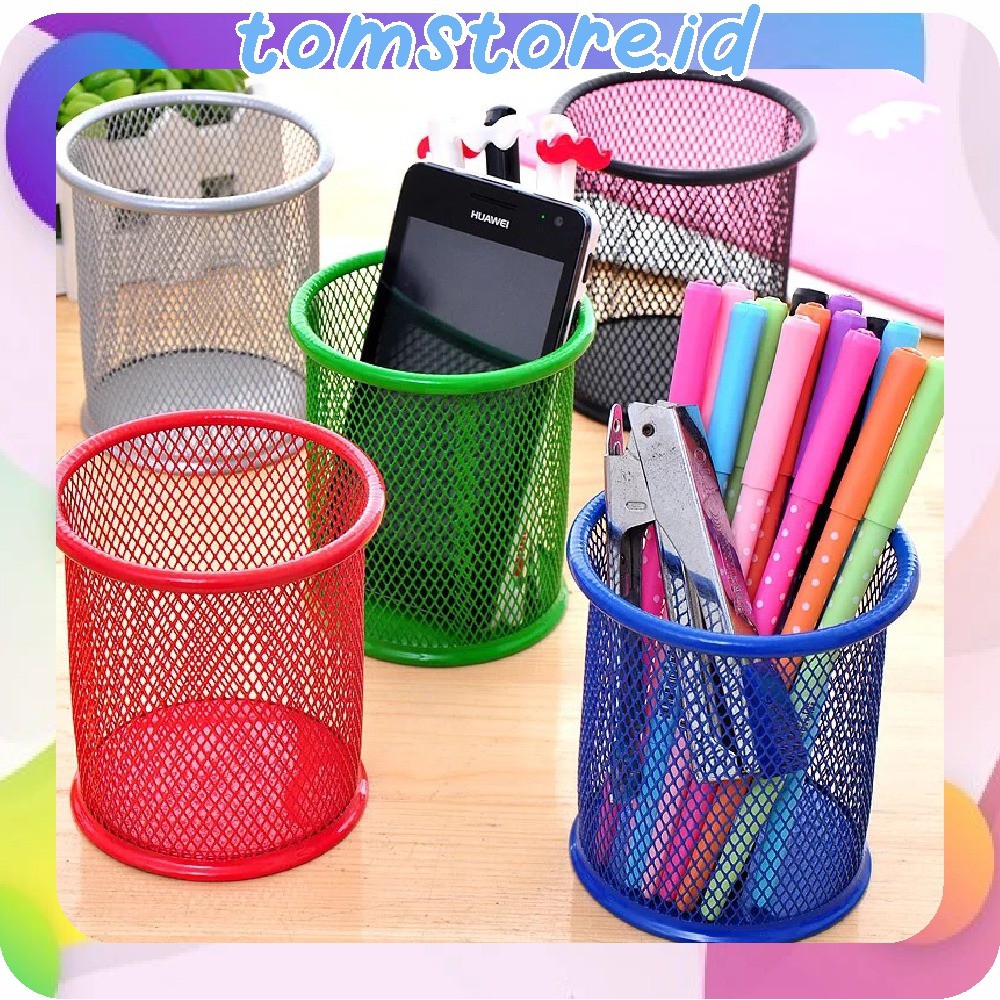 

TOMSTORE.ID R010 Tempat Alat Tulis Pensil Pena Bulat Besi Pen Pensil IMPORT MURAH