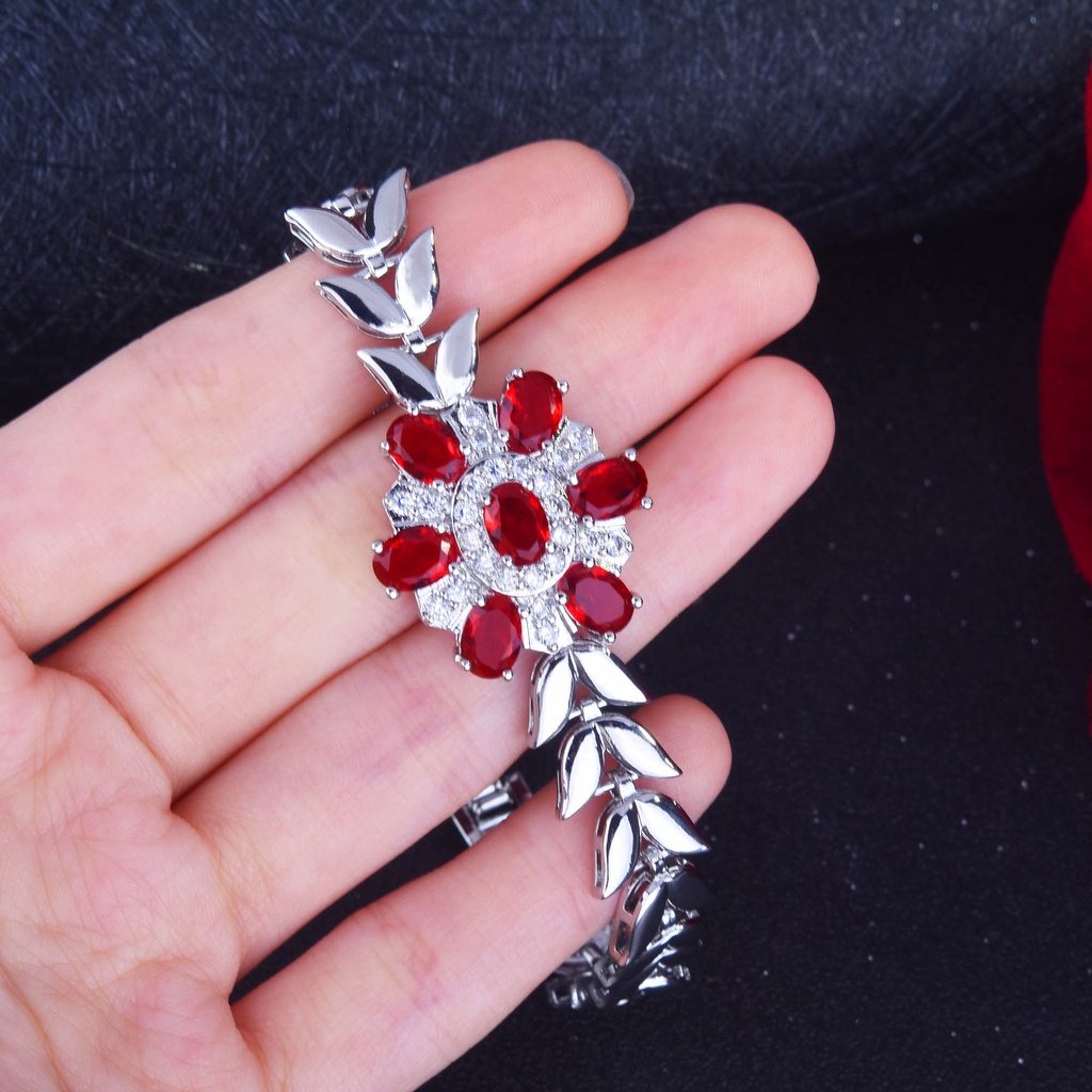 Gelang Ruby Darah Merpati Bahan Stainless Steel Untuk Wanita