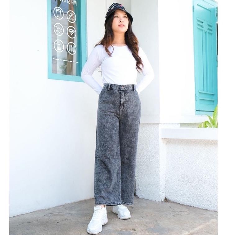 SNB.02Jl22l | CELANA JEANS KULOT SNOW KULOT JEANS WANITA KULOT JEANS HIGHWAIST KULOT JEANS SNOW BLUE