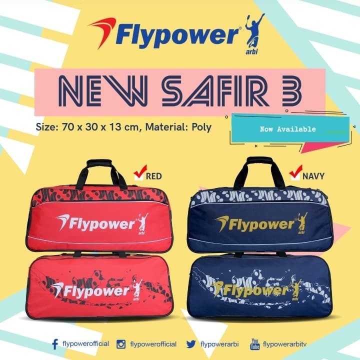 Flypower New Safir 3 Tas Badminton Kotak Flypower New Safir 3