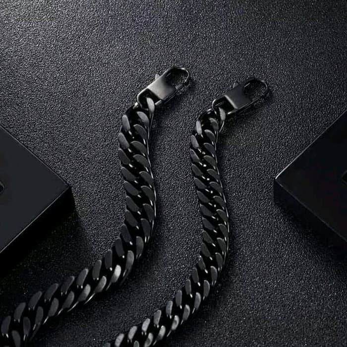 gelang pria rantai titanium hitam