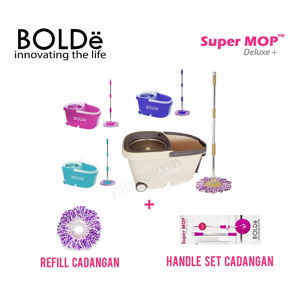 Alat Pel Supermop Bolde Deluxe + Roda &amp; Putaran Stainless Bolde Supermop Deluxe+