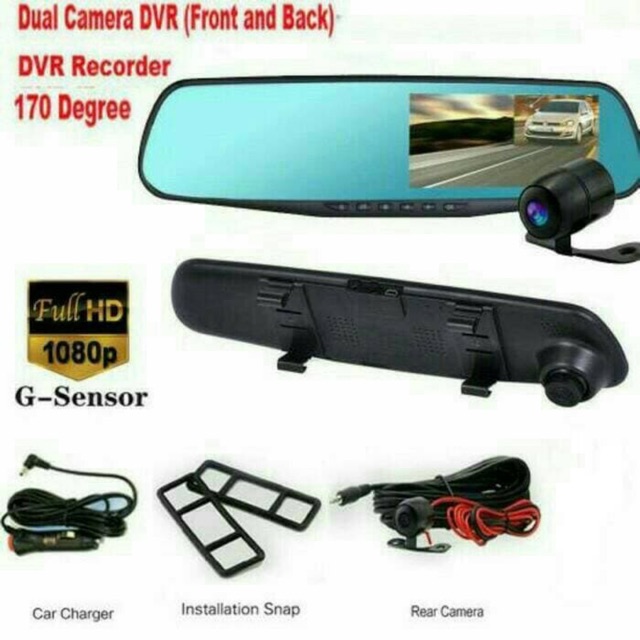 Kamera DVR mobil, Kaca spion, Dasbor cam, G - Sensor HD 1080P 4.3 inch 170 Degree mobil perekam]