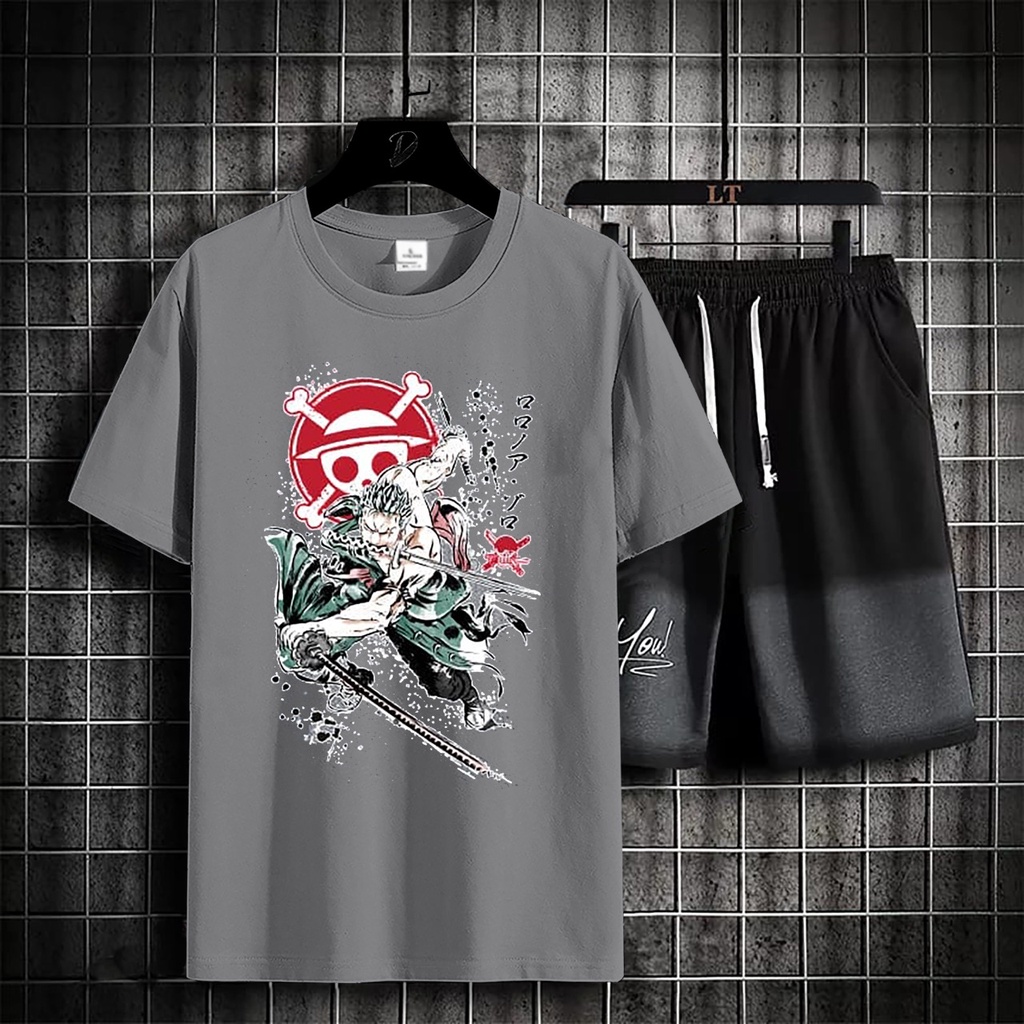 setelan anime size M|L,XL kaos distro baju bandung set unisex-animos