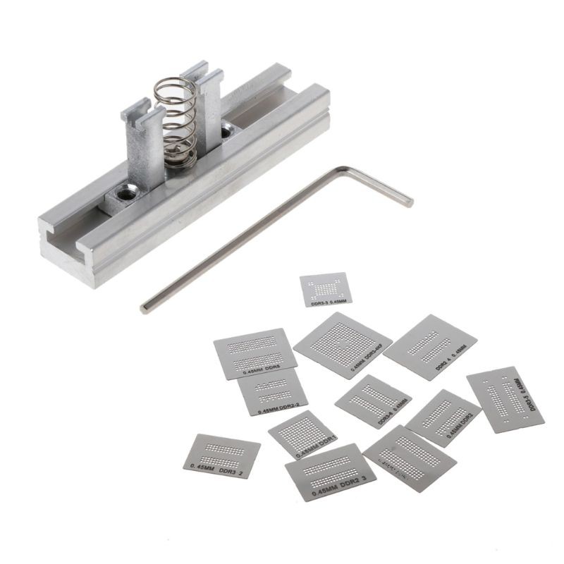 13pcs Template Stensil Bga Reballing Holder Jig Universal Untuk Ddr1 Ddr2 Ddr3