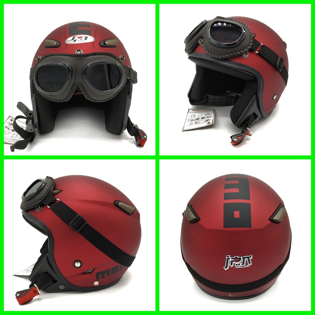 Helm JPN MOMO Retro + Goggle One (Bogo / Vespa / Classic / Klasik)