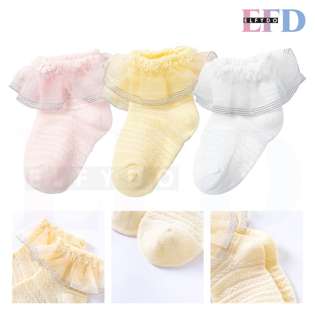 ELFYDO - KS12 Kaos Kaki Renda Bayi Anak Perempuan Newborn