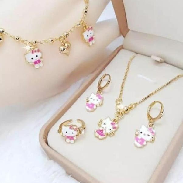 BISA COD [Star] BAYAR DI TEMPAT!!!kalung set lengkap anak set hello kitty#1 random