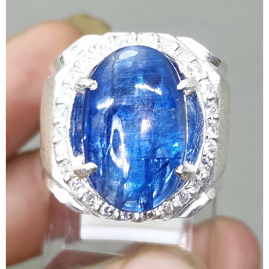 CINCIN BATU AKIK KYANITE SAFIR AUSTRALI RING PERAK