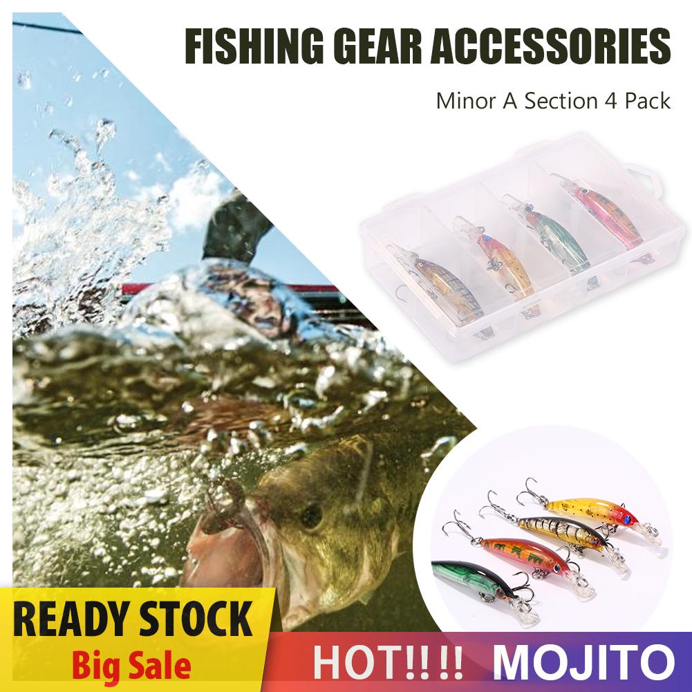 4pcs Umpan Pancing Ikan Minnow Dengan Kail Treble Wobblers