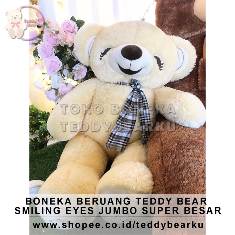 Boneka Beruang Senyum SMILING EYES Lucu Size JUMBO 1Meter Label SNI