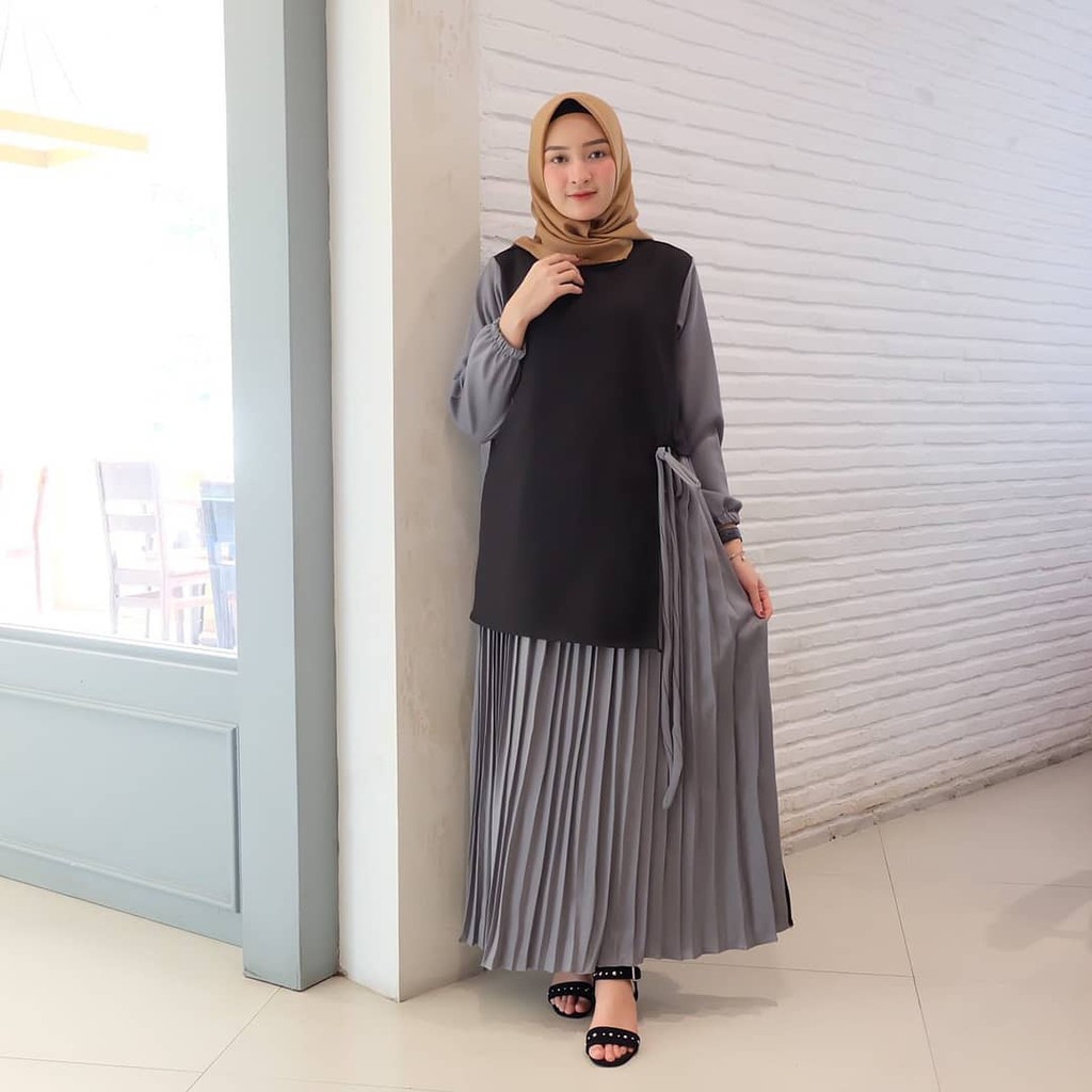 Gamis/Syari/gamis wanita terbaru/gamis syari/baju gamis/gamis rok Hitam