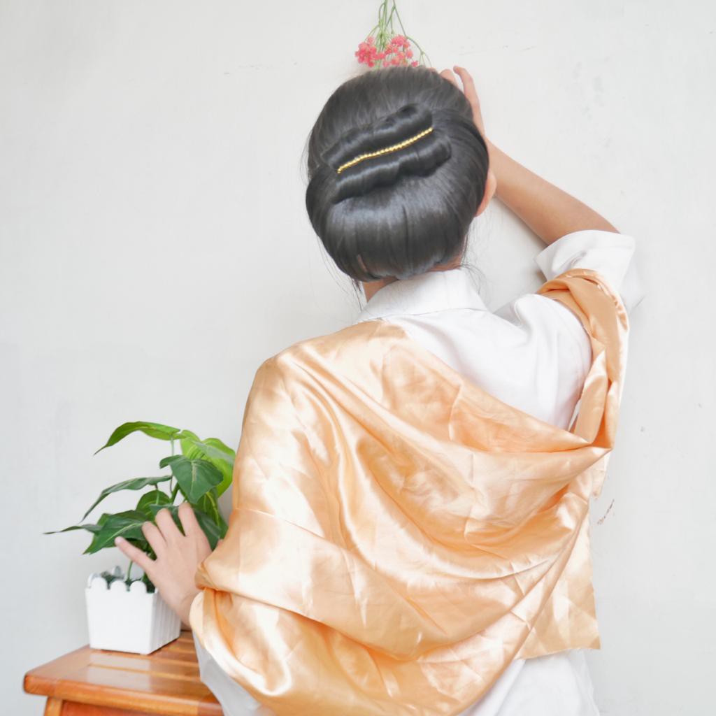 SANGGUL MODERN SV PENGANTIN/ SANGGUL WANITA/ MODEL RANTAI MUTIARA GOLD/ IMITASI HANDMADE/ AKSESORIS RAMBUT