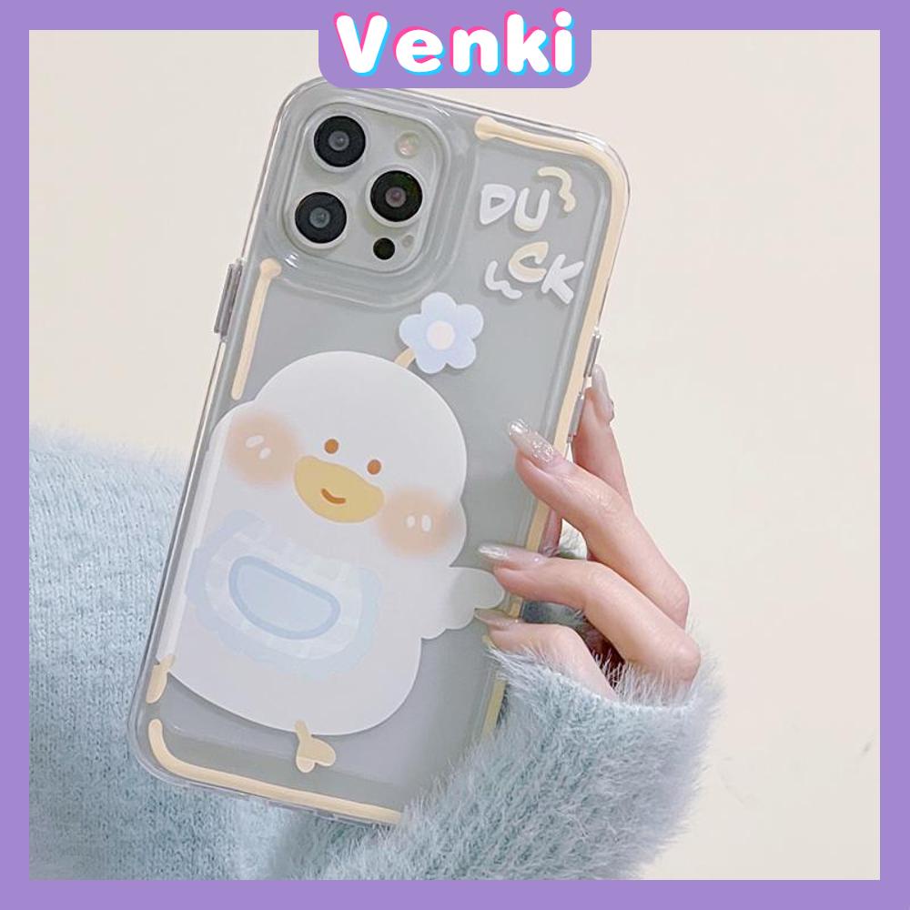 iPhone Case Clear Case Soft Thick TPU Shockproof HD Super Transparent Protection Camera Plating Button Duck Cute For iPhone 13 Pro Max iPhone 12 Pro Max iPhone 11 iPhone 7Plus