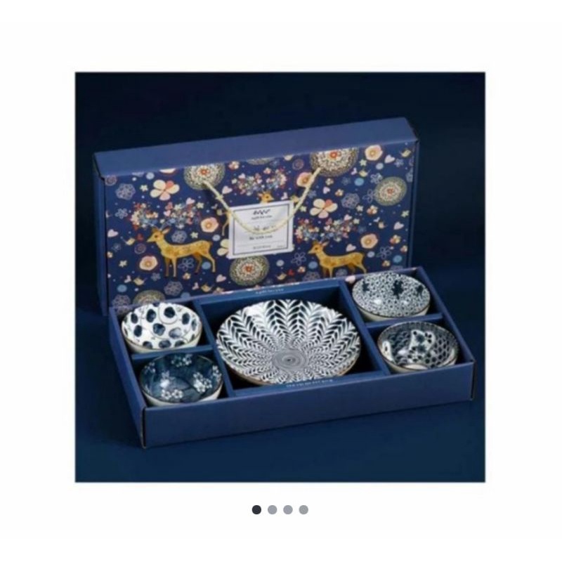 piring cantik set piring 1 dan 4 mangkok 8 inch