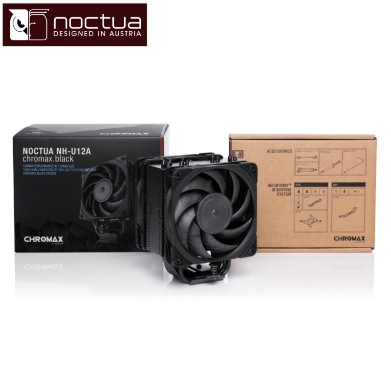 NOCTUA NH-U12A Chromax.Black - 140mm Performance in 120mm