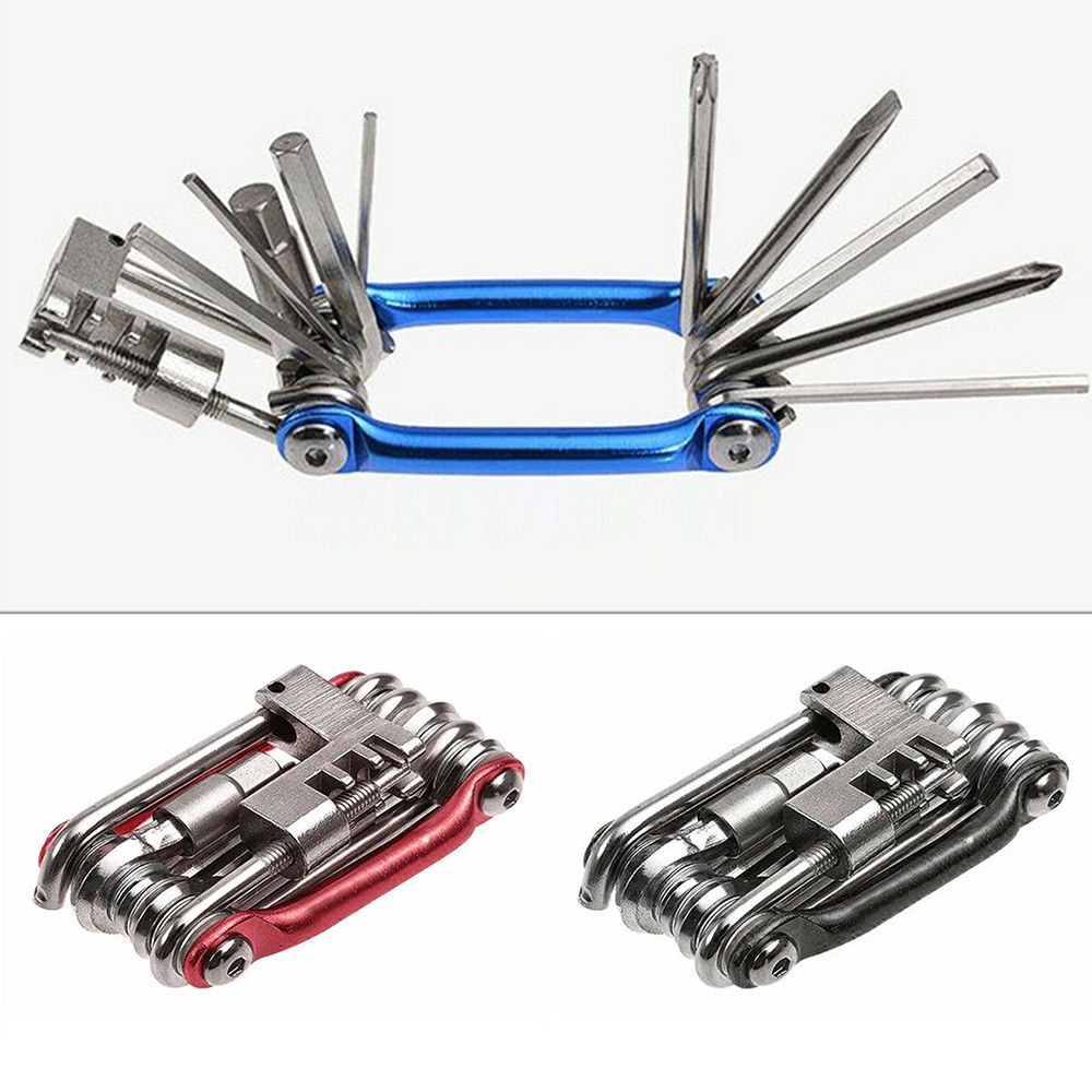 QUINTON Multi-function Bicycle Repair Tools Bike Tool Screwdriver Repair Kit Wrench Cycling Hex Spoke 11-in-1 With Chain Cutter Repairing Sets/Multicolor