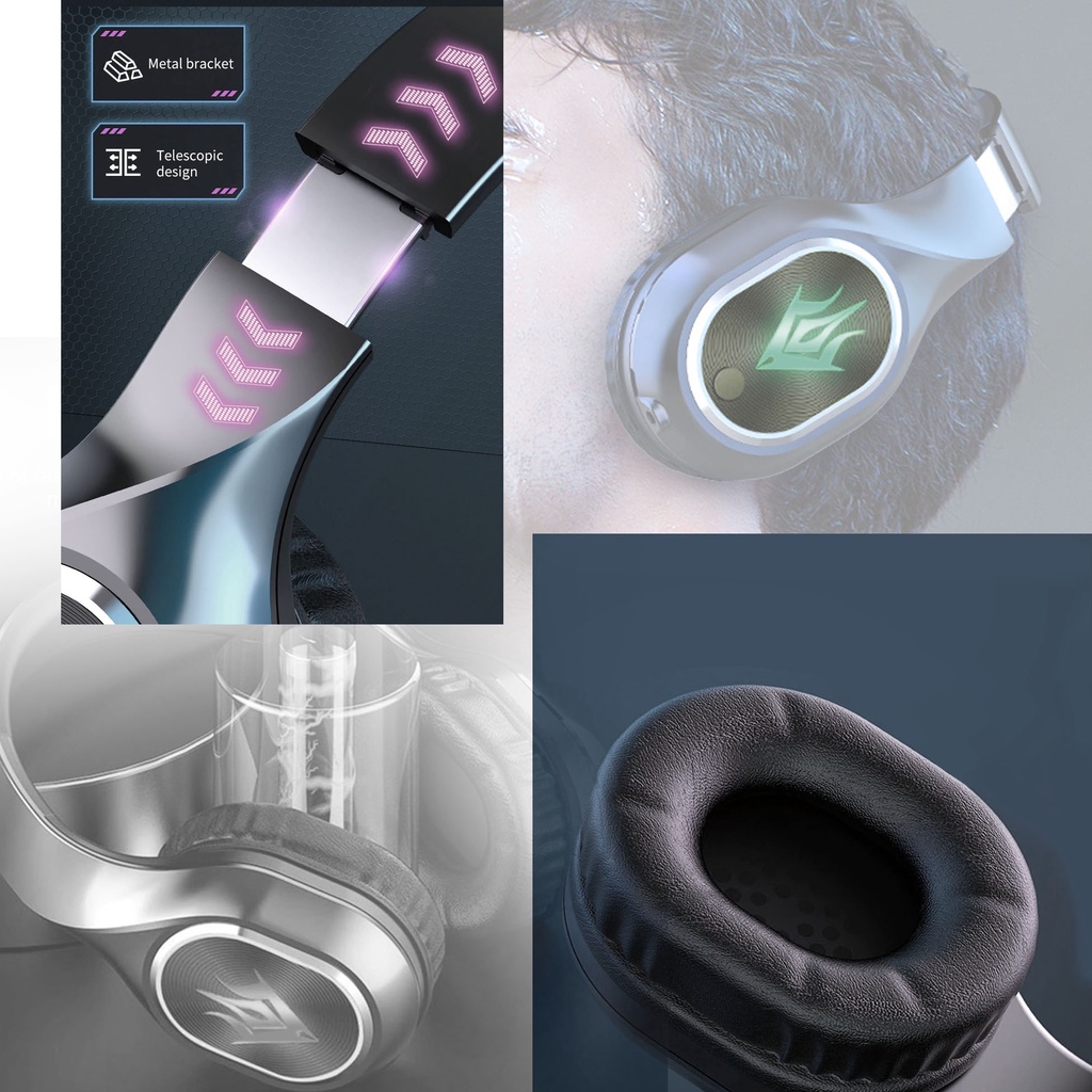 GoodCase - Headset Bluetooth Gaming Headphone Music With Mic 9D Dynamic HD Sound RGB Light